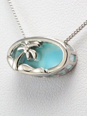 LARIMAR NECKLACE, CURB Chain Necklace, Larimar Gemstones, 925 Sterling Silver
